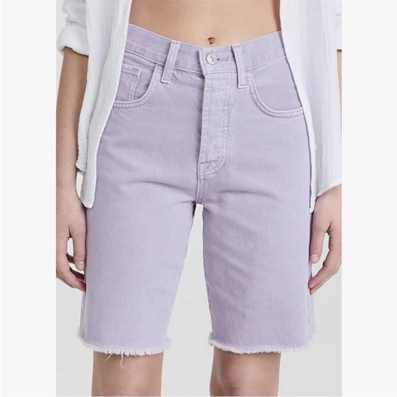 7 For All Mankind Easy James 10 inches Womens Shorts Lavender Size 24 - NWT $138 - Picture 1 of 16